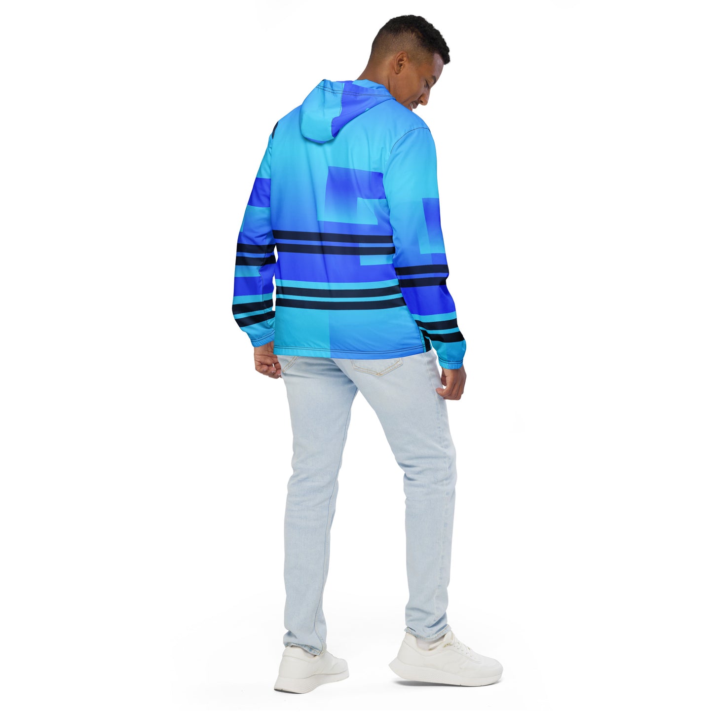 Blue Color-Block Men’s Windbreaker