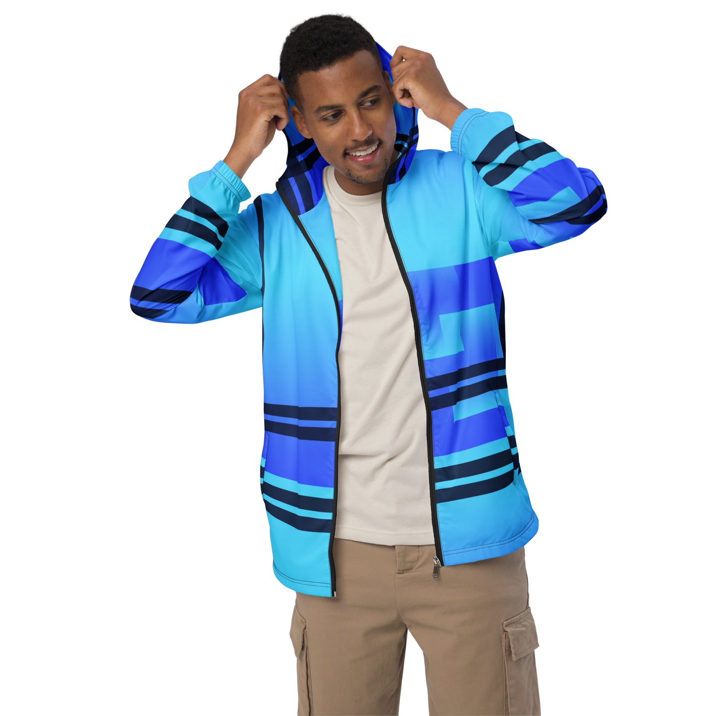 Blue Color-Block Men’s Windbreaker