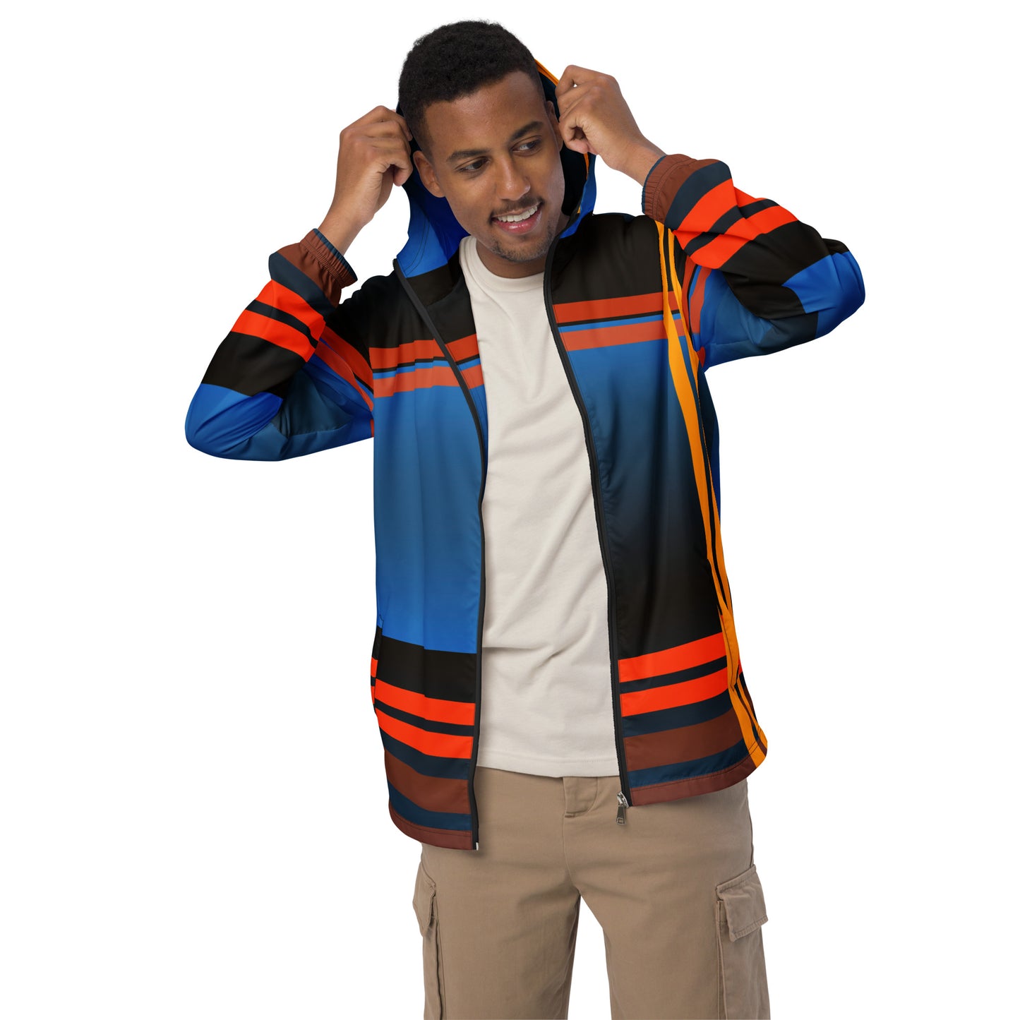 Navy Color-Block Men’s Windbreaker