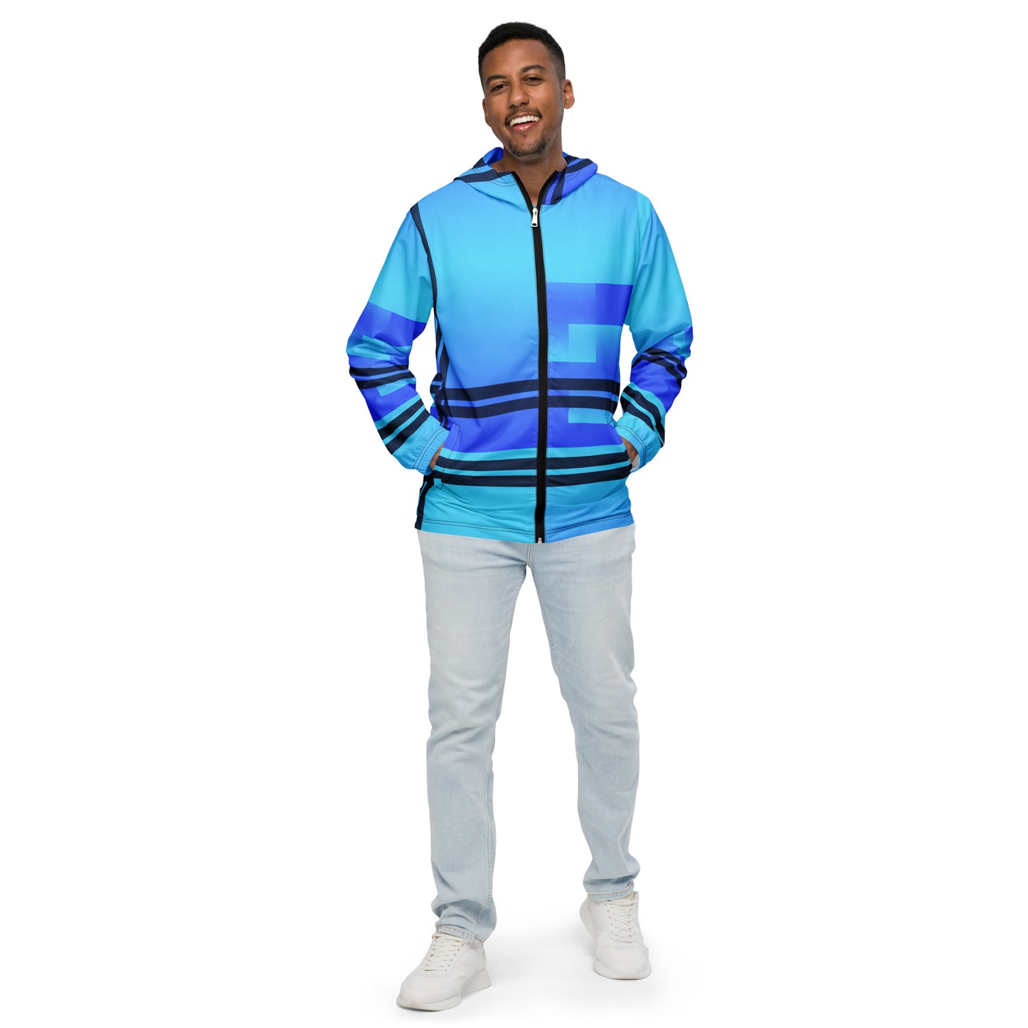 Blue Color-Block Men’s Windbreaker