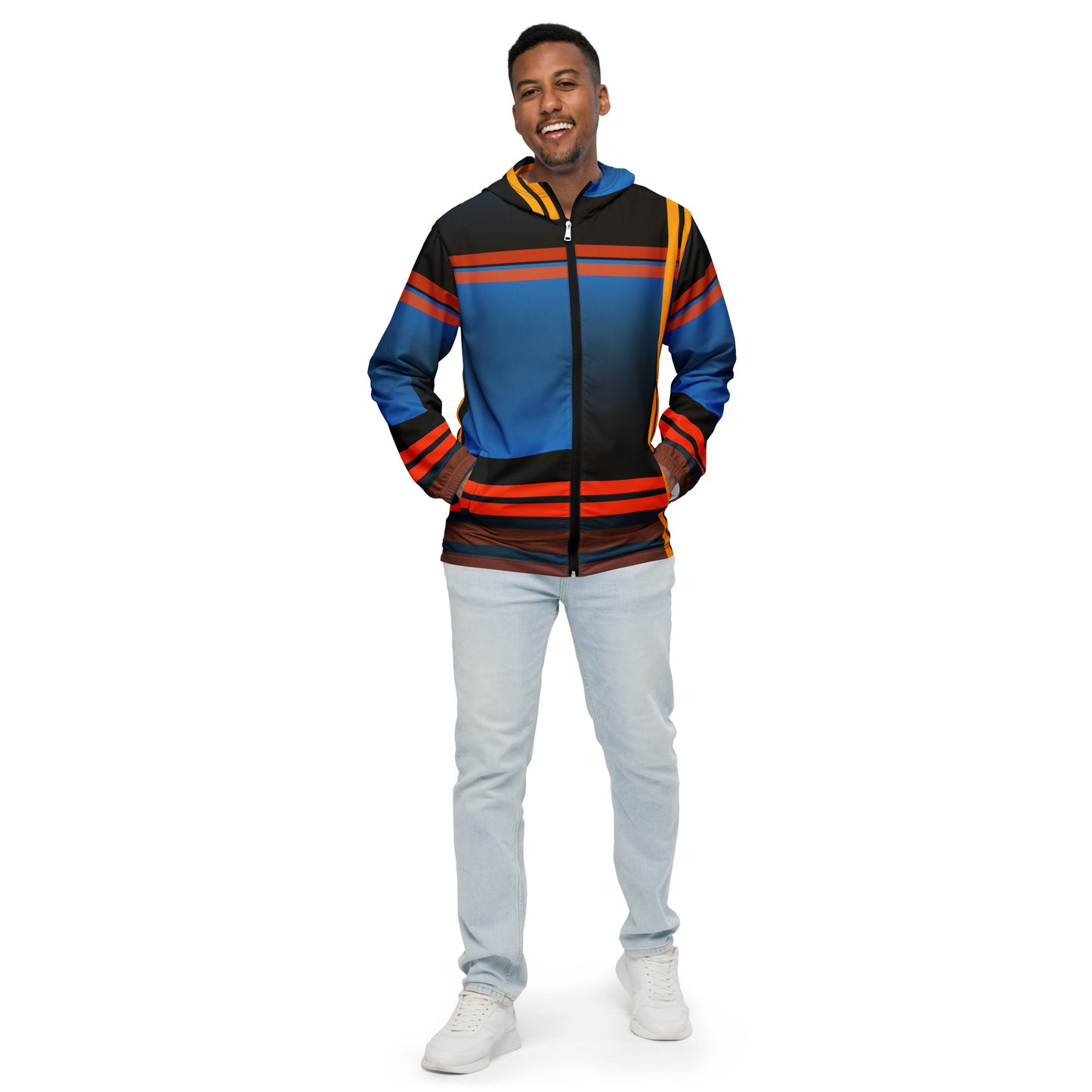 Navy Color-Block Men’s Windbreaker
