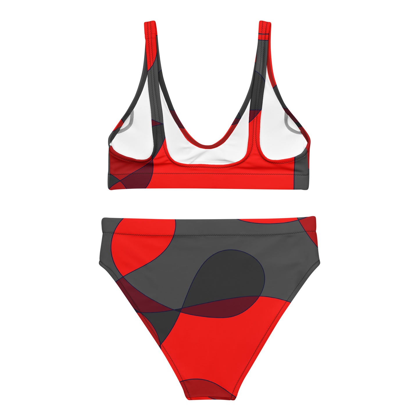 Mosaic Red High-Waisted Bikini