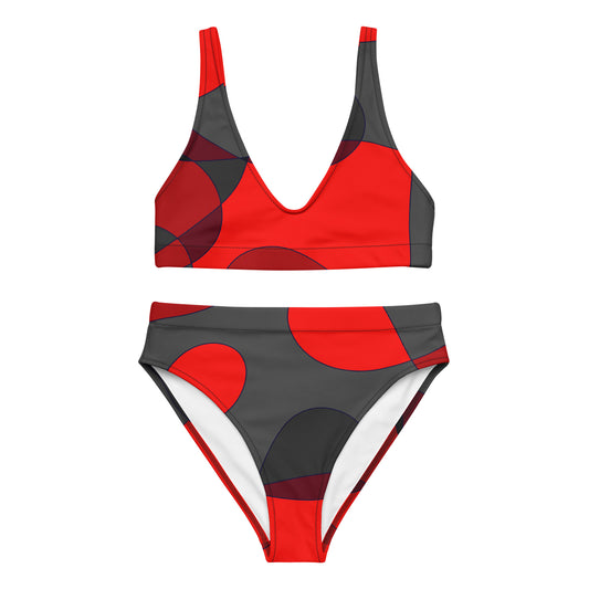 Mosaic Red High-Waisted Bikini