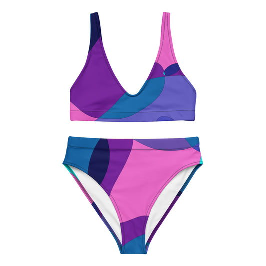 Mosaic Fuchsia High-Waisted Bikini