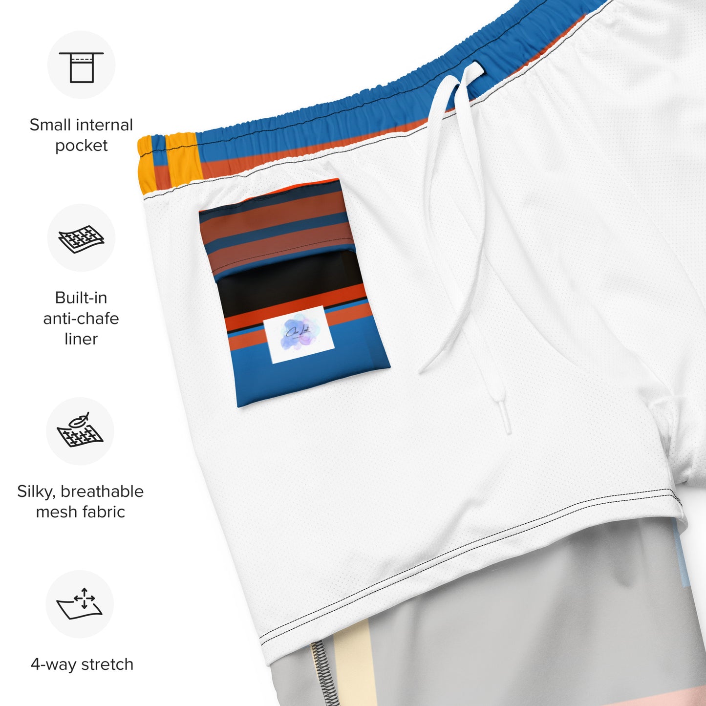 Navy Color-Block Men’s Swim Trunks