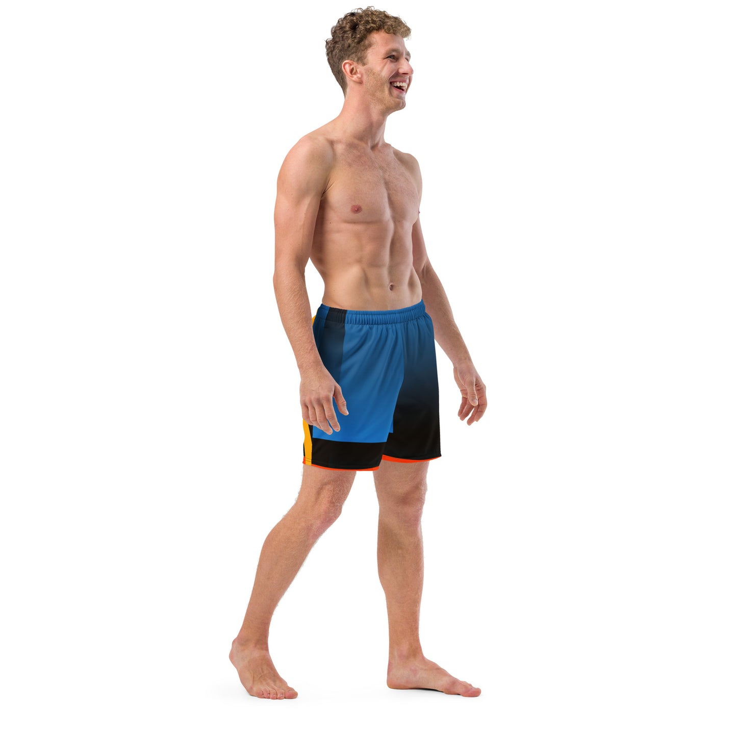 Navy Color-Block Men’s Swim Trunks