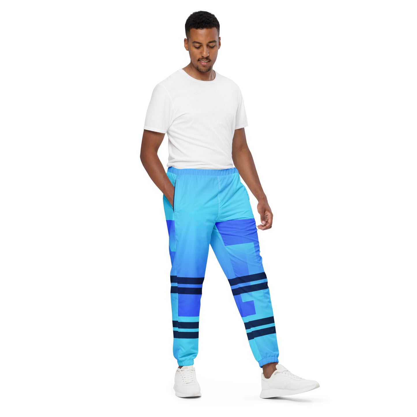 Blue Color-Block Unisex Track Pants