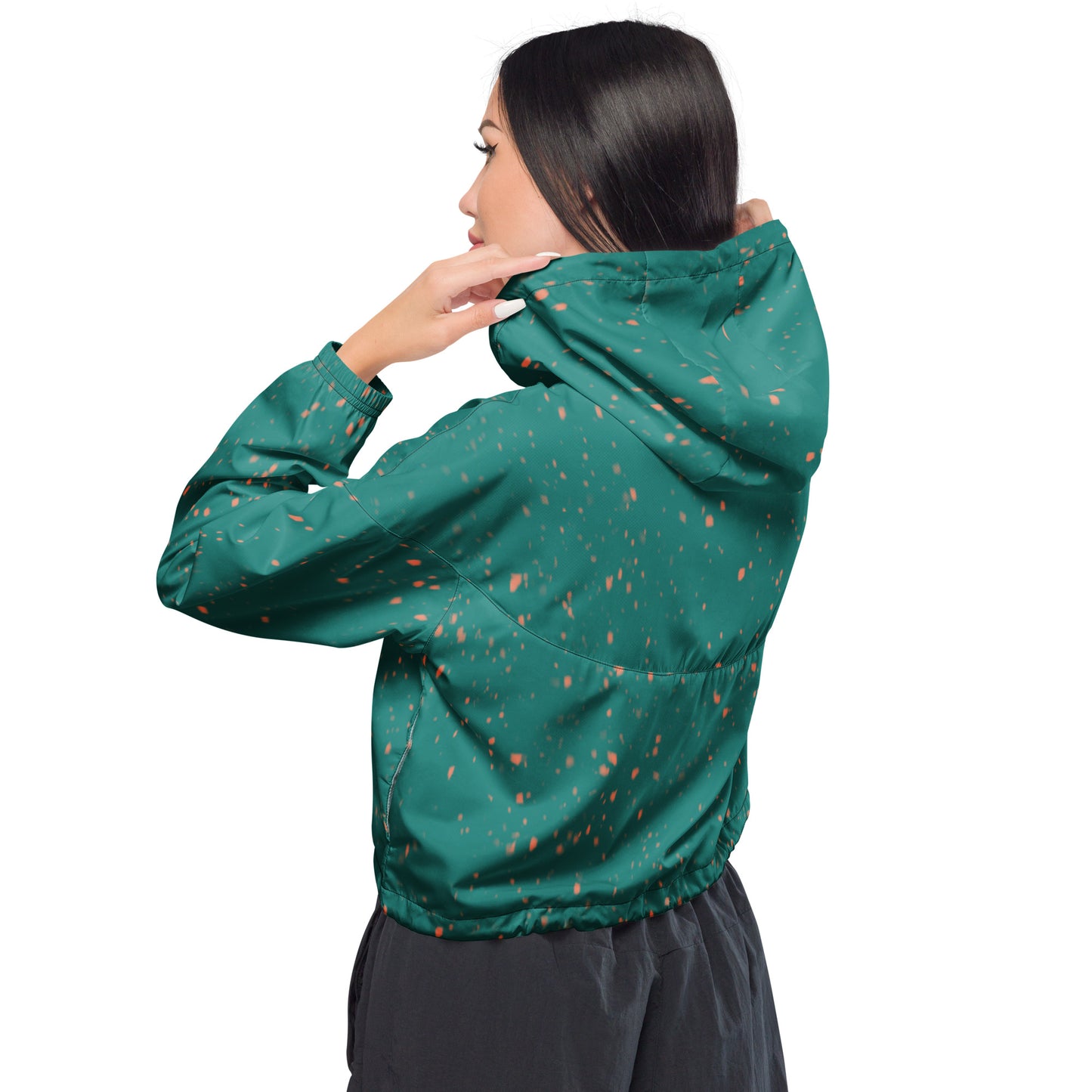 Just Emerald Spotted Women’s Cropped Windbreaker