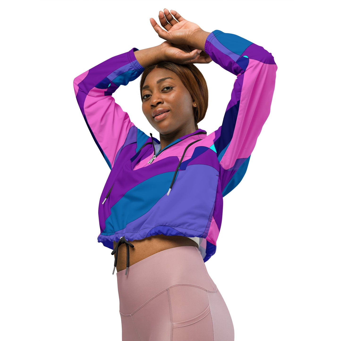 Mosaic Fuchsia Women’s Cropped Windbreaker