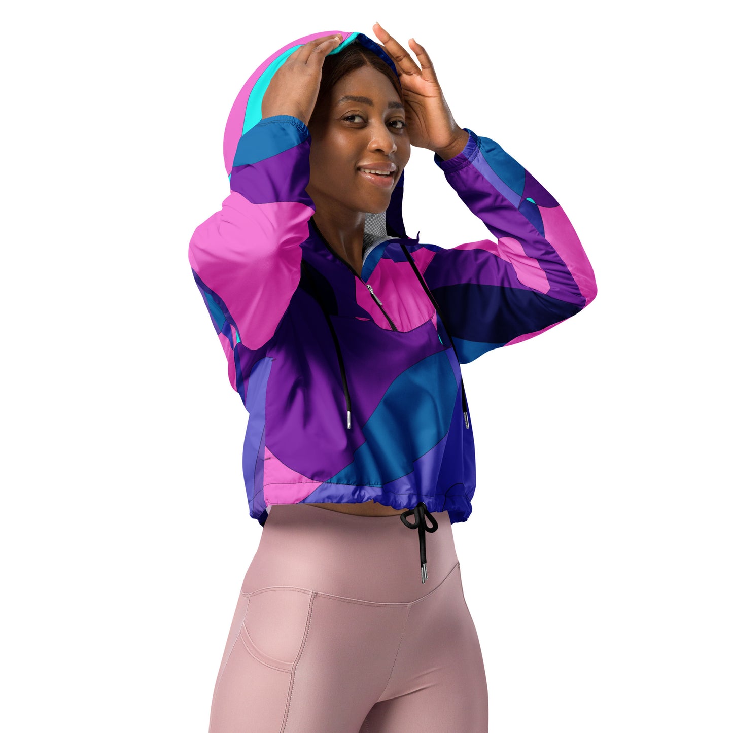 Mosaic Fuchsia Women’s Cropped Windbreaker