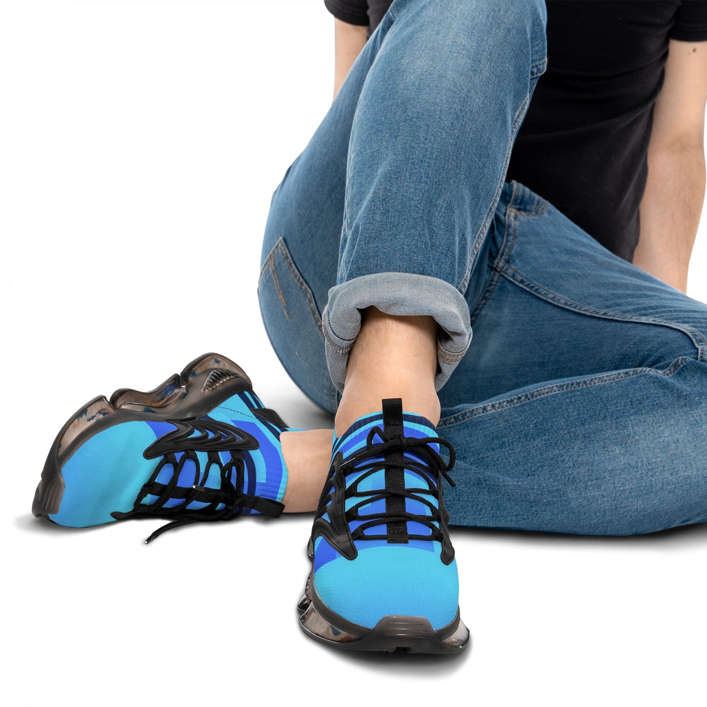 Blue Color-Block Men's Mesh Sneakers