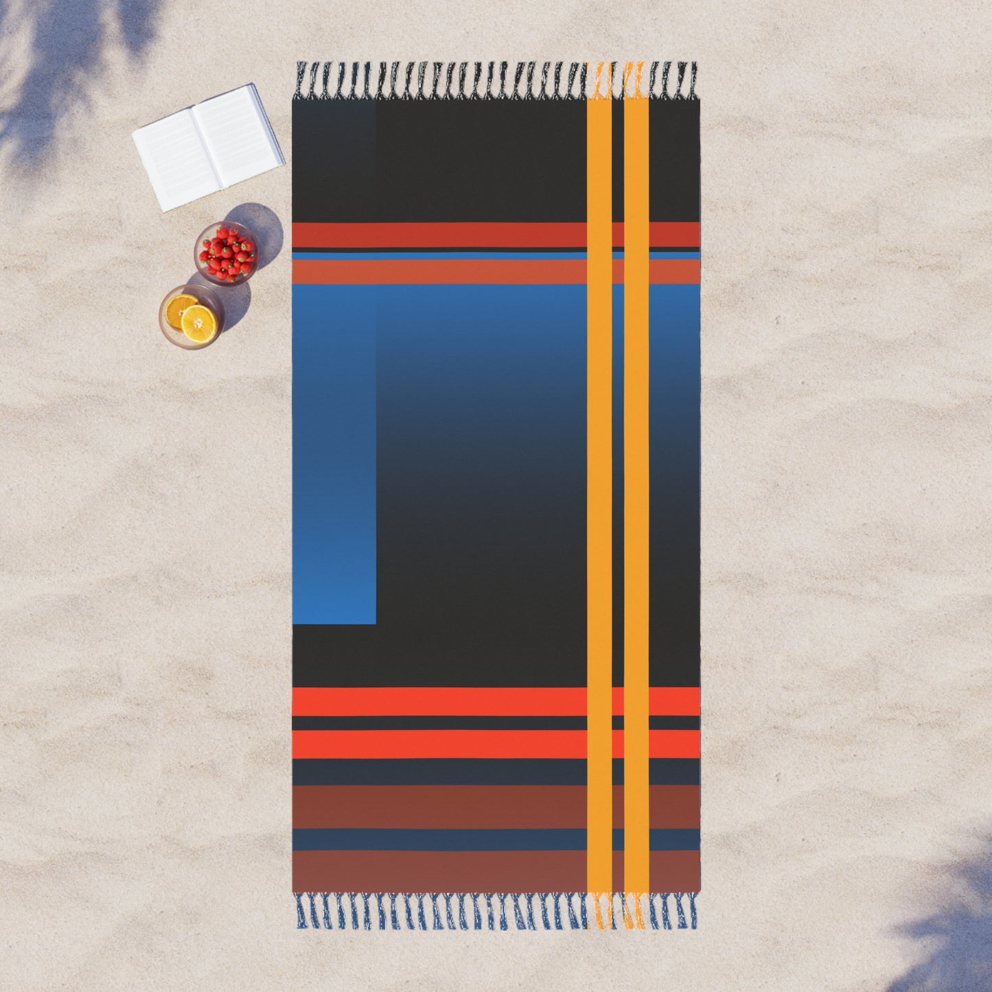 Navy Color-Block Boho Beach Cloth
