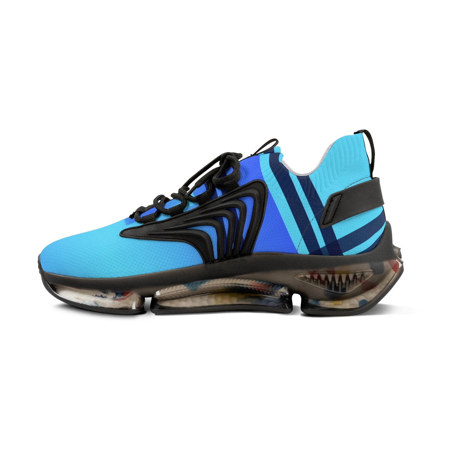 Blue Color-Block Men's Mesh Sneakers