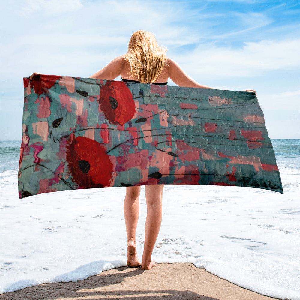 Poppies In The City Beach Towel