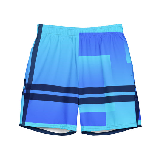 Blue Color-Block Men's swim trunks