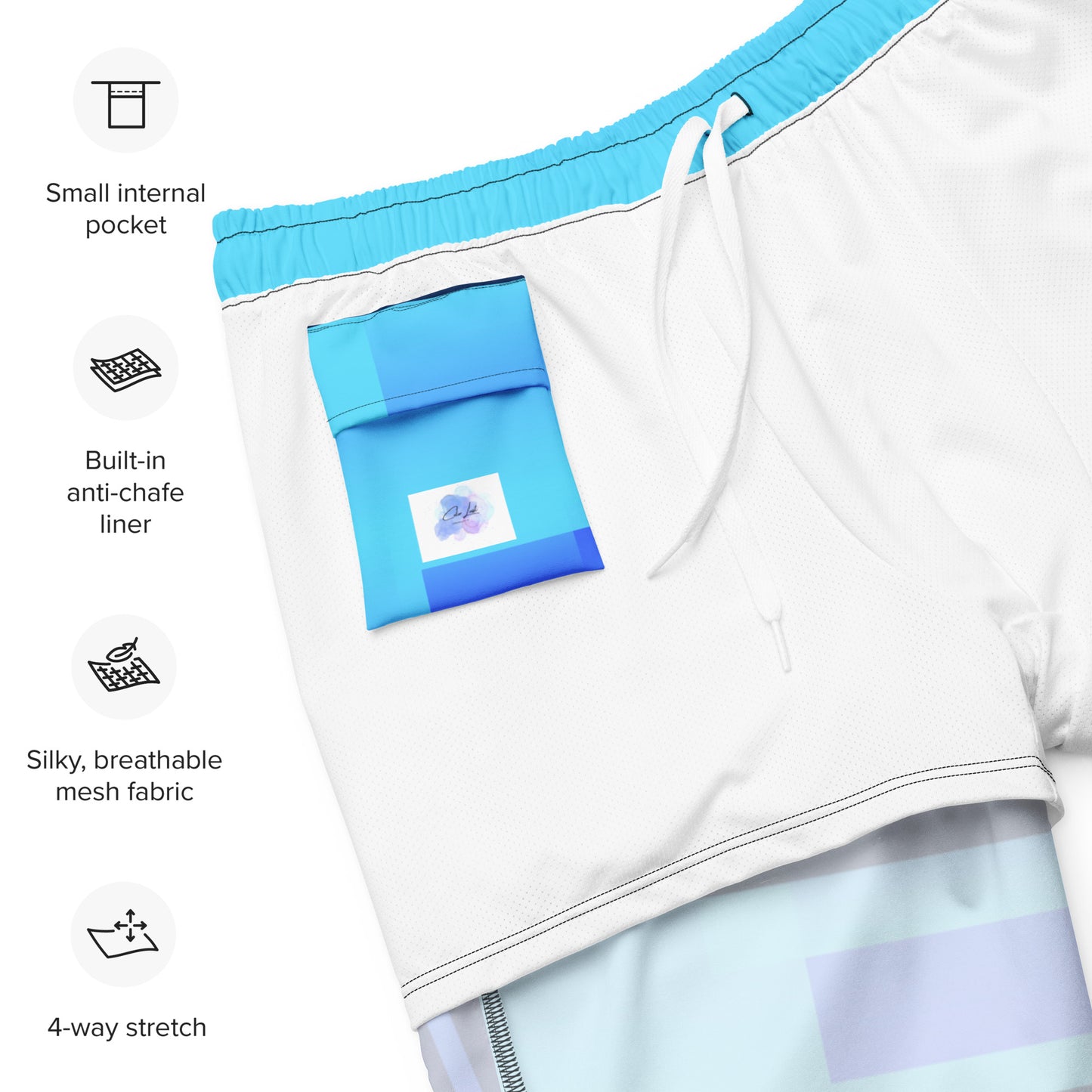 Blue Color-Block Men's swim trunks