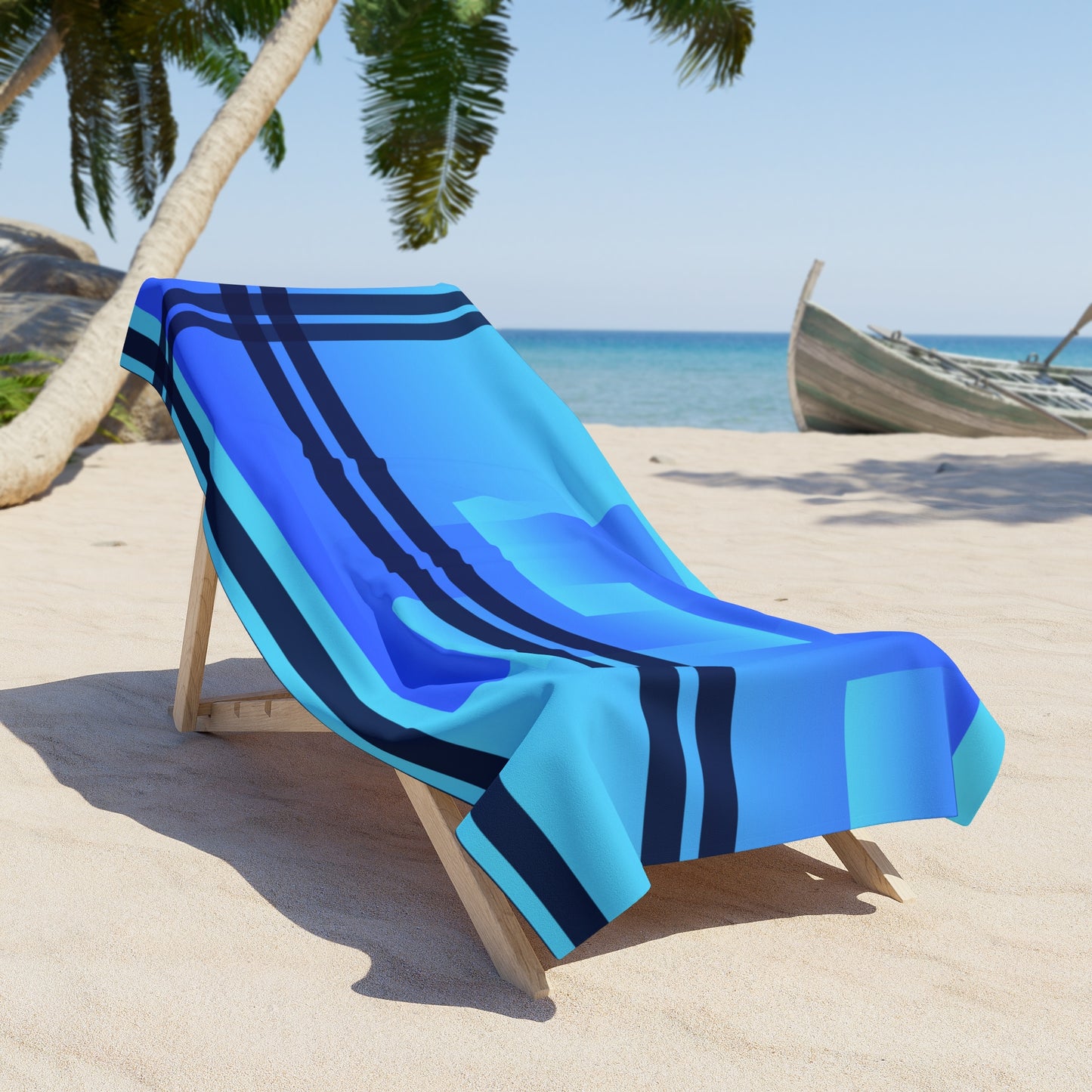 Blue Color-Block Beach Towel