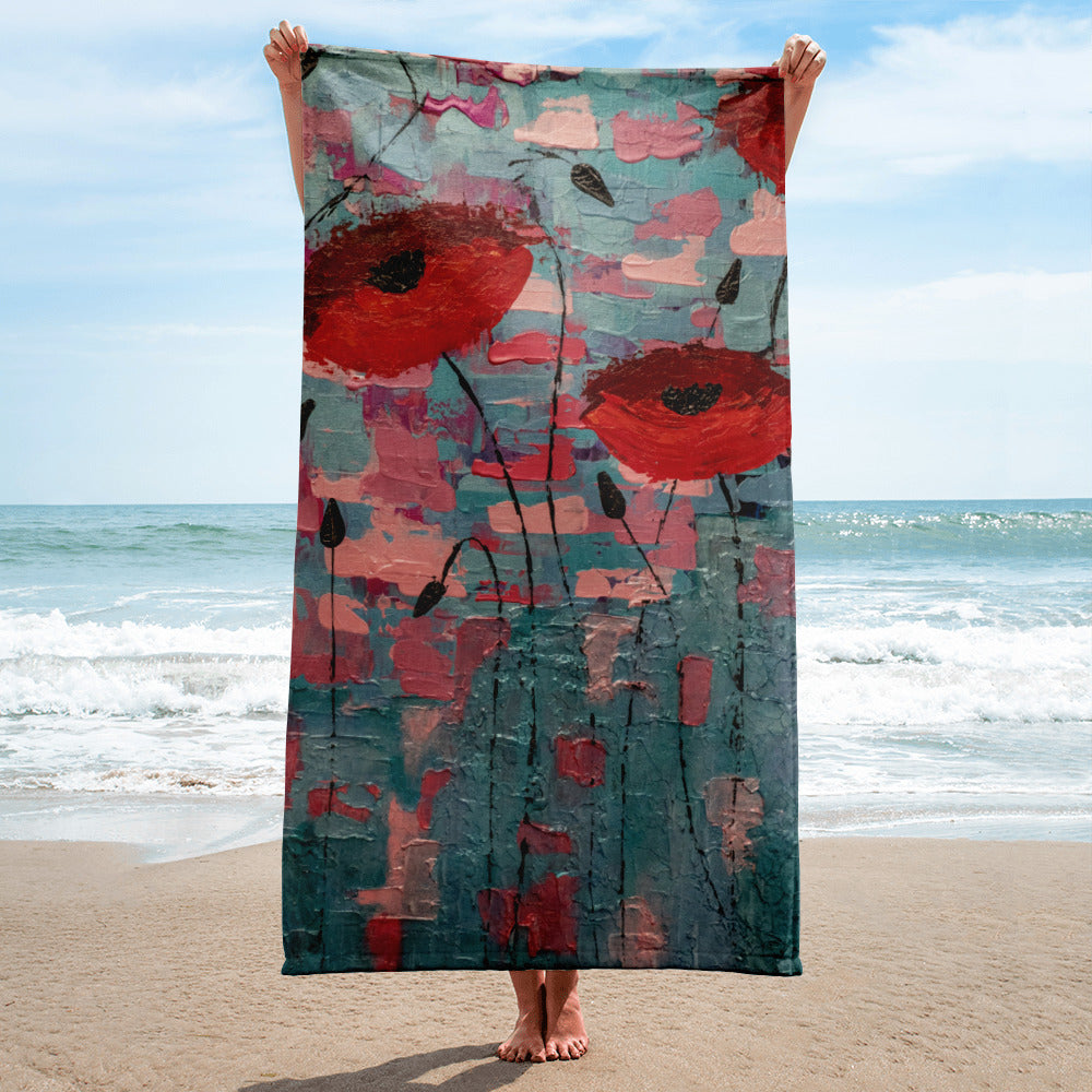 Poppies In The City Beach Towel